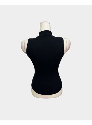 Outer Mock Neck Ribbed Sleeveless Rolled Hem Slim Spandex Modal Sleeveless Top