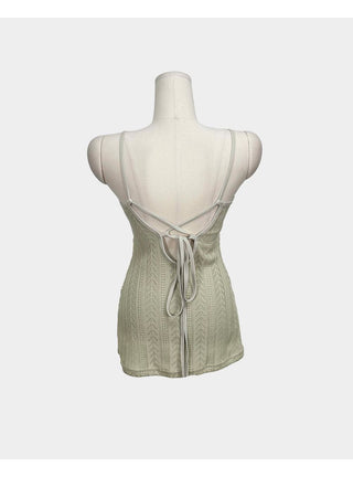 Lovin' Back Ribbon Knit Built-in Cup One-Piece Swimsuit Bikini Monokini