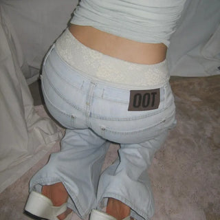 Herb Flower Lace Sagging Two-Way Crop Micro Pants Undershorts