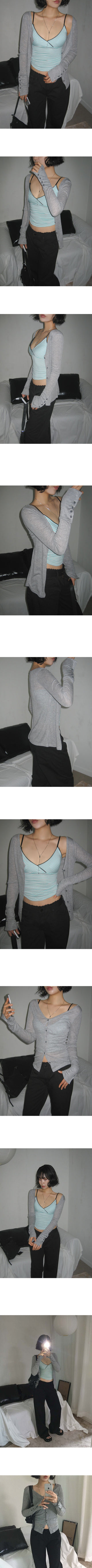 Purple Button Sleeve V-Neck Delicate Loose Slim Fit Tencel Thin Long Sleeve Cardigan