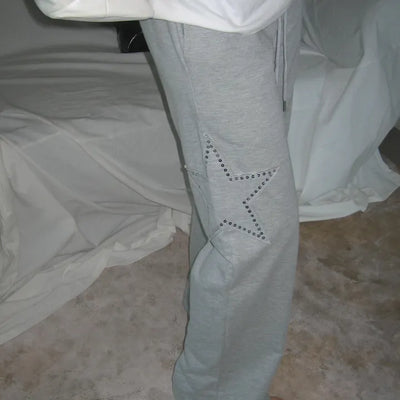 Sequin Glitter Star Patch Low-Rise Bootcut Training Pants