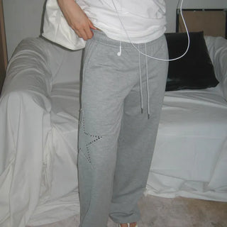 Sequin Glitter Star Patch Low-Rise Bootcut Training Pants