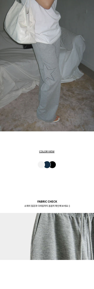 Sequin Glitter Star Patch Low-Rise Bootcut Training Pants