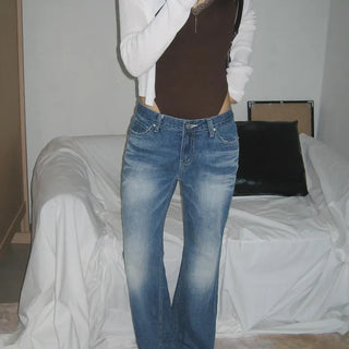 Shabby Vintage Carl Wash Low-Rise Semi-Bootcut Denim Jeans