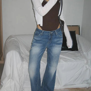 Shabby Vintage Carl Wash Low-Rise Semi-Bootcut Denim Jeans