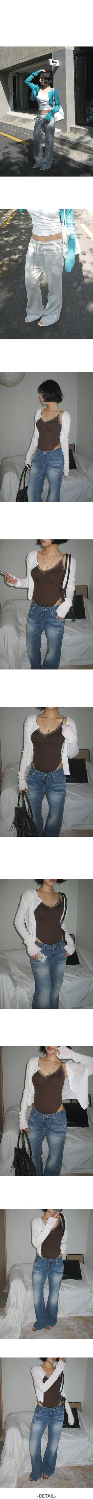 Summer Teal Round Neck Salanta Thin Ribbed Loose Fit Knit Semi-Crop Cardigan