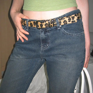 Leopard Print Calfskin Medium Buckle Belt