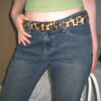 Leopard Print Calfskin Medium Buckle Belt