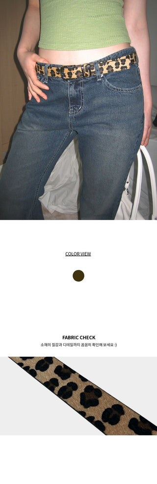 Leopard Print Calfskin Medium Buckle Belt