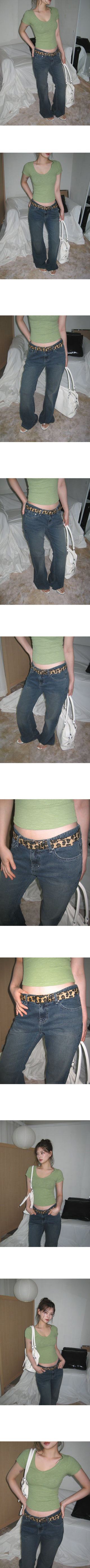 Leopard Print Calfskin Medium Buckle Belt