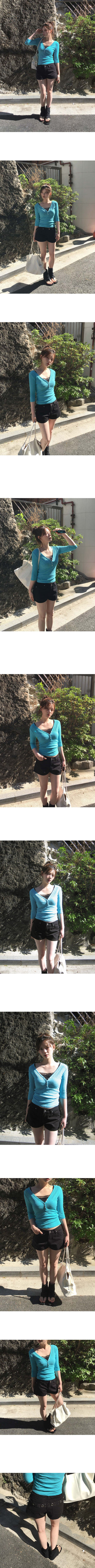 Joy Eyelet Belt A-Line Thigh Cover Cotton Shorts