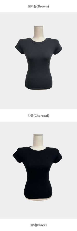 Sand Modal Spandex Square U-Neck Cinched Waist Slim Cap Sleeve Short Sleeve T-Shirt