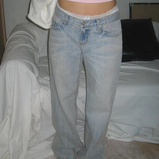 Teen Pink Washed Low-Rise Vintage Semi-Wide Denim Jeans