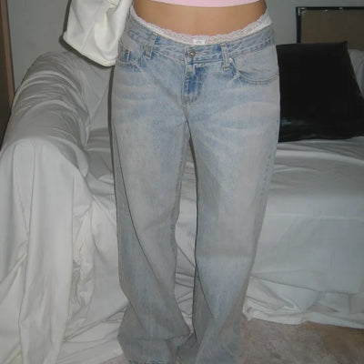 Teen Pink Washed Low-Rise Vintage Semi-Wide Denim Jeans