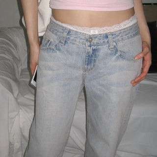 Teen Pink Washed Low-Rise Vintage Semi-Wide Denim Jeans