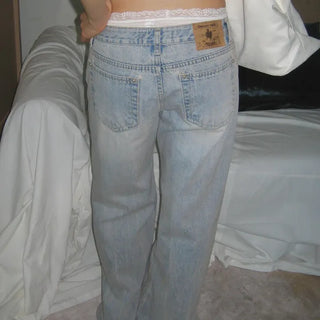 Teen Pink Washed Low-Rise Vintage Semi-Wide Denim Jeans