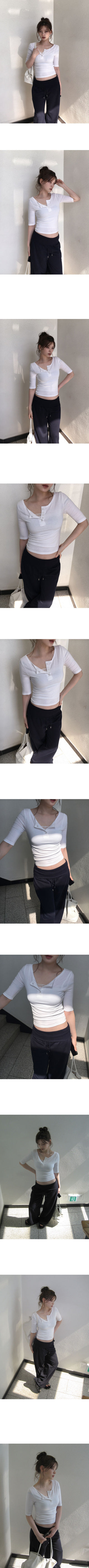 Your Button Henley Neck Sleeve Stretch Slim Daily Short Sleeve T-Shirt