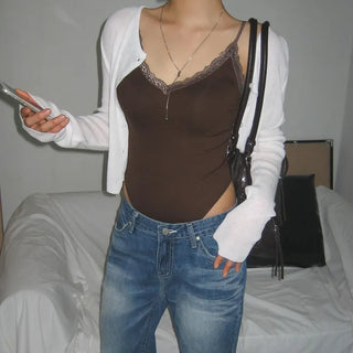 New New Lace V-Neck Slim Sleeveless Jumpsuit