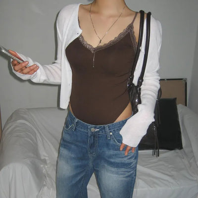 New New Lace V-Neck Slim Sleeveless Jumpsuit