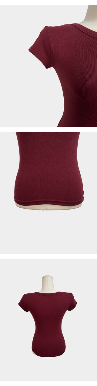 Sand Modal Spandex Round Neck Cinched Waist Slim Cap Sleeve Short Sleeve T-shirt