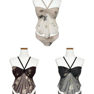 Butterfly Flower Vintage Atmosphere Goddess Two-Way Halterneck Chiffon Bikini