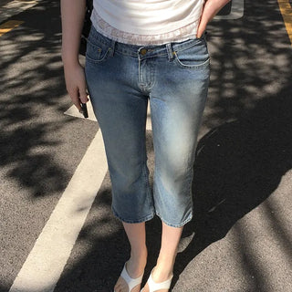 Regular Capri Knee-length Stretch Denim Jeans