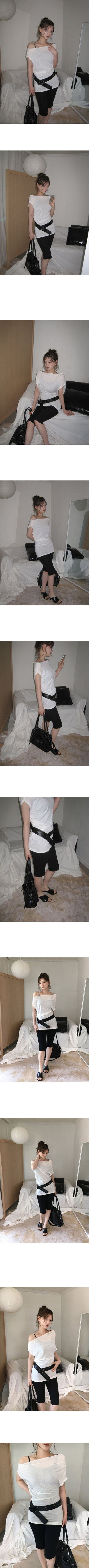 Beats Shirred Off-Shoulder Loose Slim Layered Short Sleeve Mini Dress T-Shirt