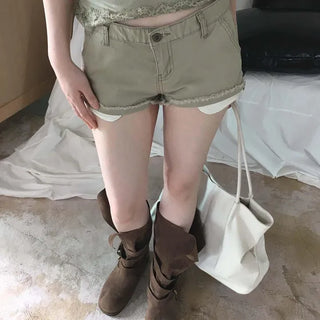 Etting Cut Low-Rise Stitch Cotton Shorts