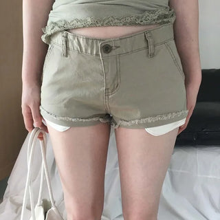 Etting Cut Low-Rise Stitch Cotton Shorts