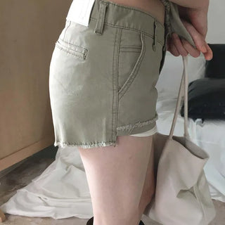 Etting Cut Low-Rise Stitch Cotton Shorts