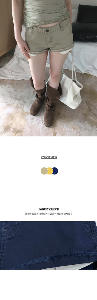 Etting Cut Low-Rise Stitch Cotton Shorts