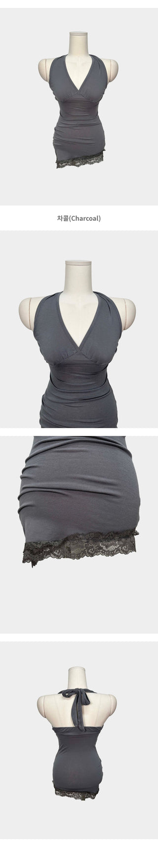 Purple Lace Diagonal Halter Neck Slim Elastic Waist Sleeveless Top