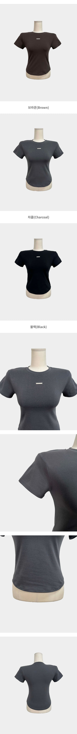 Jeans Pendant Charm Round Neck Cap Sleeve Rolled Hem Cinched Waist Stretch Short Sleeve T-Shirt