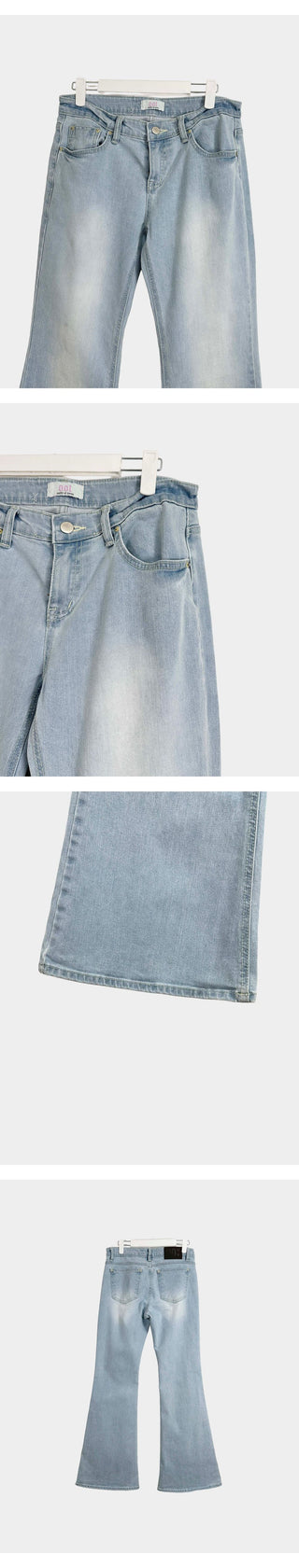 Mint Stitch Low-Rise Semi-Bootcut Denim Stretch Jeans