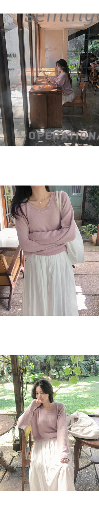 U-neck pastel knit
