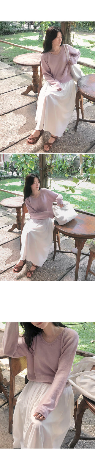 U-neck pastel knit