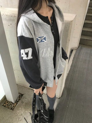 Number Over Hooded Zip-up