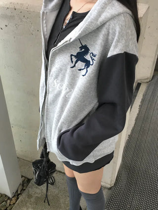 Number Over Hooded Zip-up