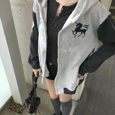 Number Over Hooded Zip-up