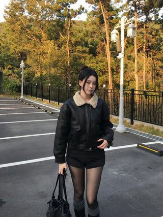 Dusty fur collar jacket