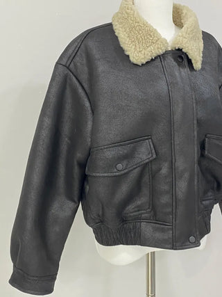 Dusty fur collar jacket