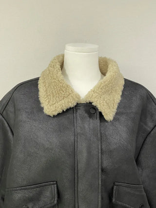 Dusty fur collar jacket