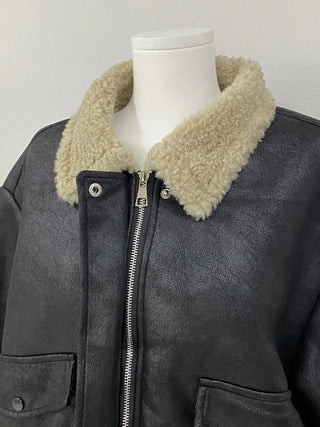 Dusty fur collar jacket