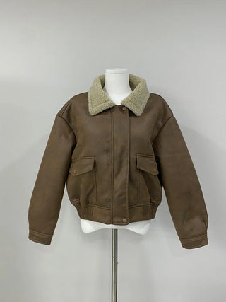 Dusty fur collar jacket