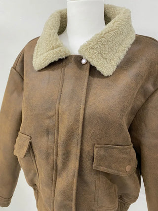Dusty fur collar jacket
