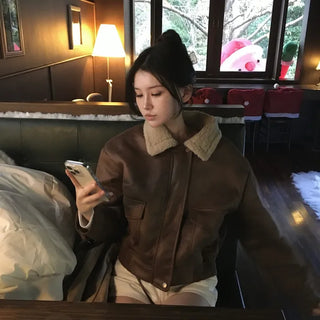 Dusty fur collar jacket