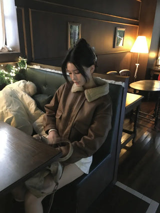 Dusty fur collar jacket