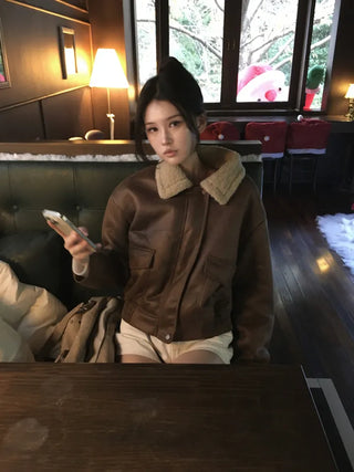 Dusty fur collar jacket