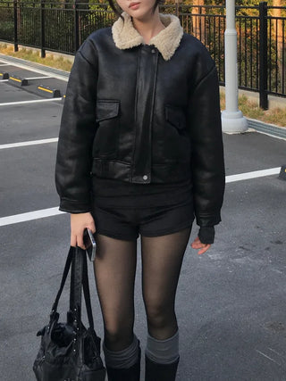 Dusty fur collar jacket
