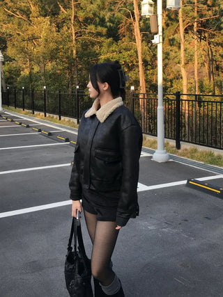 Dusty fur collar jacket